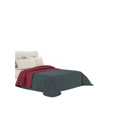 Image of Italian Bed Linen Elegant summer quilt bordeaux/dark grey, small double, Microfiber
