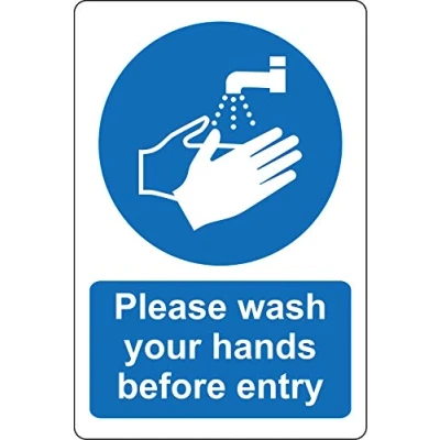 Image of Please wash your hands before entry Safety sign Self adhesive sticker 200mm x 150mm