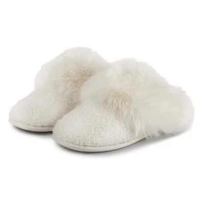 Image of Totes toatsies® Ladies Textured Sparkle Faux Fur Mule Slippers