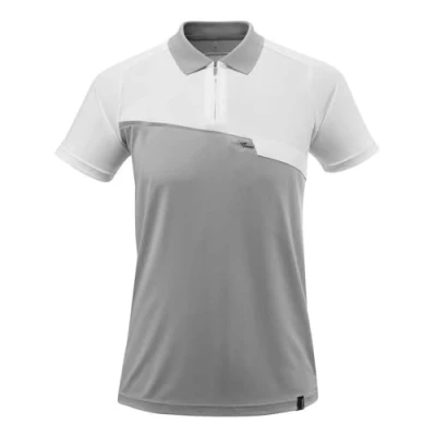 Image of Mascot Polo Shirt with Chest Pocket Grey Flecked/White (XS)