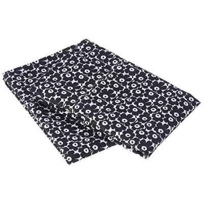 Image of Marimekko Pillowcase Set, Cotton Percale Bedding, Smooth &amp; Cool Home Decor (Pikkuinen Unikko Black, Standard)