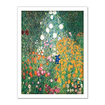 Image of Wee Blue Coo Klimt Flower Garden 1907 Artwork Framed Wall Art Print 18X24 Inch