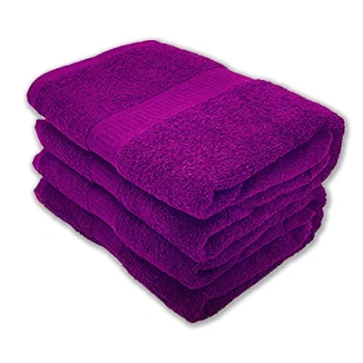 Image of Pack of 2 Bath Sheets Set 100% Egyptian Cotton Hotel Quality Premium Towels 80 x 140 cm Fast Dry Long Lasting Material Bathroom (Purple)