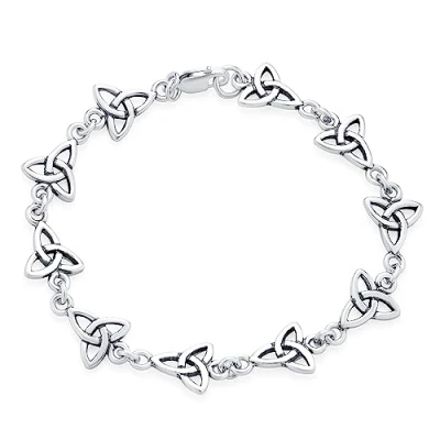 Image of Bling Jewelry Spiritual Inspirational Christian Faith Irish Love Knot Celtic Triquetra Trinity Bracelet for Women Teen .925 Sterling Silver Oxidized