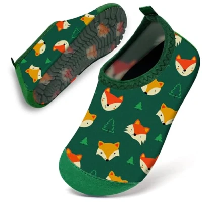 Image of Water Shoes Toddler Kids Baby Infant Boys Beach Swim Barefoot Aqua Socks Non Slip for Swmming Pool Park(Green Fox,22/23)