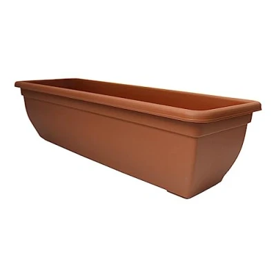 Image of Cheerful Bargains 60cm Large Terracotta Indoor/Outdoor Planting Trough Lightweight Plastic Flower, Veg &amp; Herb Planter for Windowsill gardens, Patio Balcony Weather Resistant Plant Pot