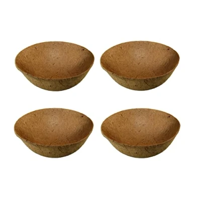 Image of Set of 4 Natural Coco Hanging Basket Liners Cupped Shaped Liner For 14 Inch
