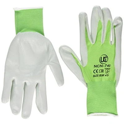 Image of UCI NCN Lightweight Nitrile Coated Work DIY Gardening Assembly Safety Gloves (8/Medium, 740 Green)