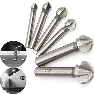 Image of MALAYAS 3 flute 90 HSS Chamfer Cutter End Mill Drill Milling Cutting Tool Set Pack of 6pcs