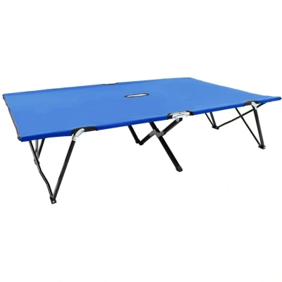 Image of vidaXL Two Person Folding Sun Lounger Blue Steel