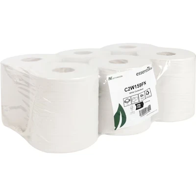 Image of Solent Cleaning C2W159FCR White Centrefeed 2 Ply Wipes 19cm x 150m, Pack of 6