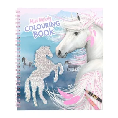 Image of Depesche 12765 Miss Melody Colouring Book with 20 Pages for Designing Horse Motifs, Sticker Sheet and Sequin Decoration