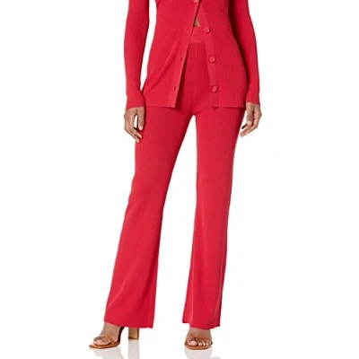 Image of The Drop Women&#039;s Ellison Rib Flare Leg Sweater Pant, Flame Red, XXL, Plus Size