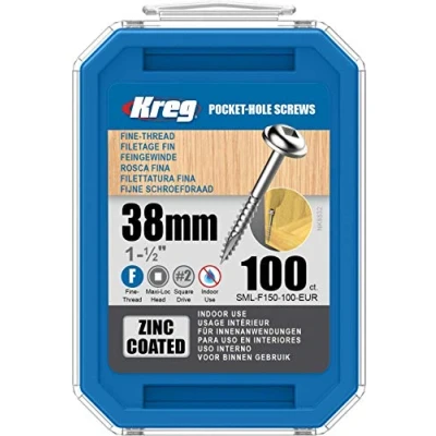 Image of Kreg 100 galvanised screws 7 x 38 mm fine thread Maxi Loc square