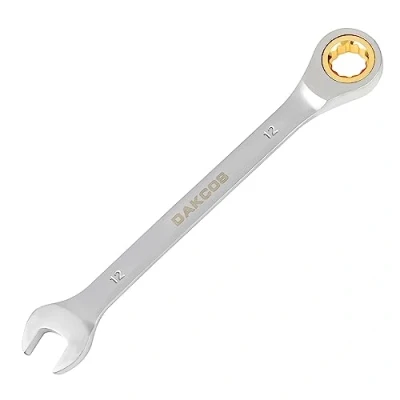 Image of DAKCOS Fixed Head Ratchet Spanner 12mm Ratcheting Combination Wrench Chrome Vanadium Steel