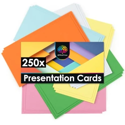 Image of OfficeTree Moderation Cards Rectangular 20x10 cm 150 g/sqm 6 Colours Flashcards Indispensable for Professional Presentation, Discussion, Resource Classrooms, Meetings, Office