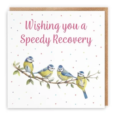 Image of Hunts England Blue Tits Wishing You A Speedy Recovery Card For Her Milo&#039;s Gallery Female Get Well Feel Better Soon Animal Lovers Girls, Women
