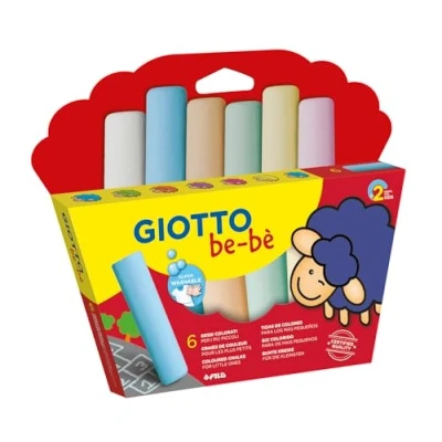 Image of GIOTTO be bè Street Chalks Set for Young Children, Box of 6 Assorted Colours, Super Washable, Ideal Home and Schools