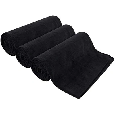 Image of HIDMD Microfibre Sports Towels Gym Fast Drying &amp; Absorbent Workout Sweat for Fitness,Yoga, Camping 3 Pack 40cm X80cm BLACK