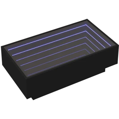 Image of vidaXL Coffee Table with LED Infinity Mirror Black Engineered Wood Side/End/Couch Table, Modern Decor