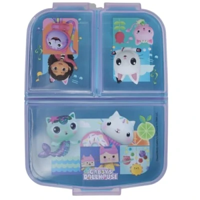 Image of OM SUPPLIES Gabby&#039;s Dollhouse Reusable Sandwich Lunch Box 3 Multi Compartment Kids Children School (Gabby)