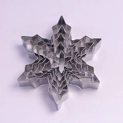 Image of Winter Snowflake Cookie Cutter Set 5 Piece Stainless Steel