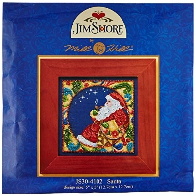 Image of Mill Hill 143288/Jim Shore Counted Cross Stitch Kit 5&quot;X5&quot;, Santa (18 Count)
