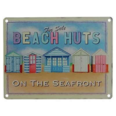 Image of For Sale Beach Huts on the Seafront Metal Wall Sign