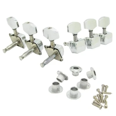 Image of Pxyelec Acoustic Guitar Semiclosed Tuning Pegs Tuner Machine Heads 3R3L Chrome Pack of 6