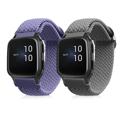 Image of kwmobile Nylon Watch Strap Compatible with Garmin Venu Sq Music/Sq 2x Fitness Tracker Replacement Wristband Clasp