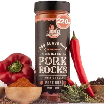 Image of BBQ Moments Pork Rub Barbecue Dry For Pulled Pork, Ribs, Shoulder, Tenderloin, Chop, Steak, Sausage, Meatloaf, Seasonings And Spices Grilling, 320g (11.28 Oz)