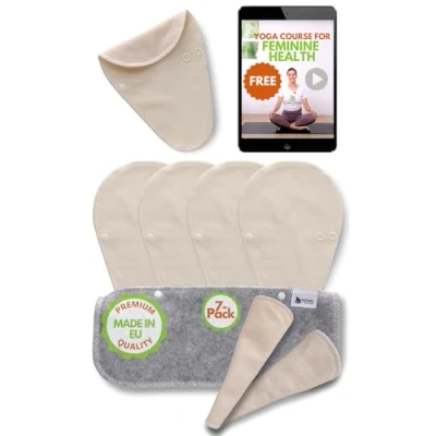 Image of Reusable Panty Liners for Women Thin Tanga; 7 Pack (Small) Organic Cotton Cloth Made in EU; Eco Thong; Daily Washable Pantyliners Vaginal Discharge, NOT Period