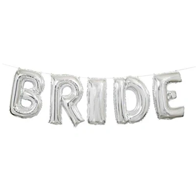 Image of Shimmering Silver Bride Letter Foil Balloon Banner Kit (35cm) 1 Set Perfect for Parties and Events