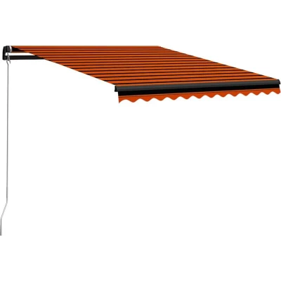 Image of vidaXL Manual Retractable Awning with LED 300x250 cm Orange and Brown