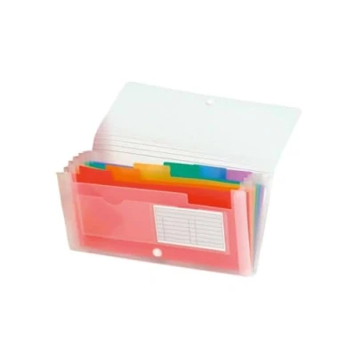 Image of Exacompta Ref 55398E Crystal Multipart Expanding Case 260 x 140mm in Size, Ideal for Sorting &amp; Organising Receipts, 7 Tabbed Sections, Holds up to 200 Sheets