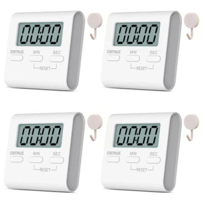 Image of 4Pcs Digital Kitchen Timer, Magnetic Countdown Stopwatch Timer With Stand &amp; Loud Alarm Timers for Cooking Baking Shower Kids Teachers Classroom Homework