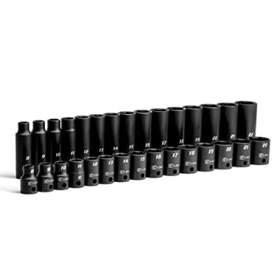 Image of Capri Tools 3/8 Inch Drive Shallow and Deep Impact Socket Set, Metric, 8 to 22 mm, Premium Chrome Molybdenum Steel, 30 Piece, &amp; Set / mm,CP53000 30MSD
