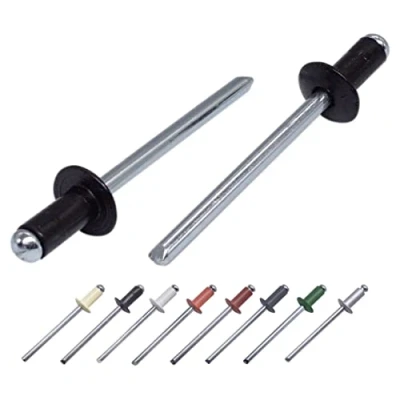 Image of (Pack of 100 pcs) Painted Blind Rivets 4.0 x 8 mm, Dome Head, DIN 7337, Aluminum Rivet and Steel Mandrel, Pop (100, Jet Black RAL 9005)