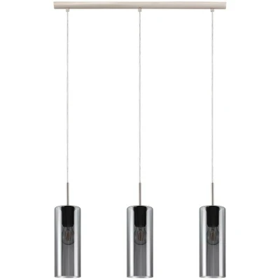 Image of Eglo Lighting Selvino 3 Lamp Straight Bar Pendant Ceiling Light Satin Nickel EG98695