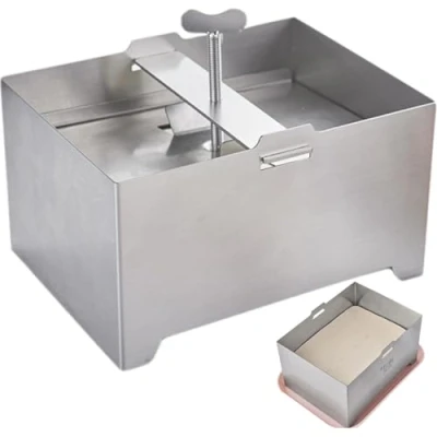 Image of Cheese Press,Tofu Press, Stainless Steel Tofu Presses, Adjustable Paneer Maker with Drain Hole and Drip Tray, Press for Making 1kg