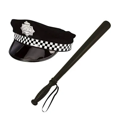 Image of Lizzy® Unisex Adult Policeman Fancy Dress Costume Accessory Set Police Officer Women Men Halloween stick with Hat