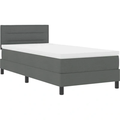 Image of vidaXL Box Spring Bed with Mattress &amp; LED Dark Grey 100x200 cm Fabric