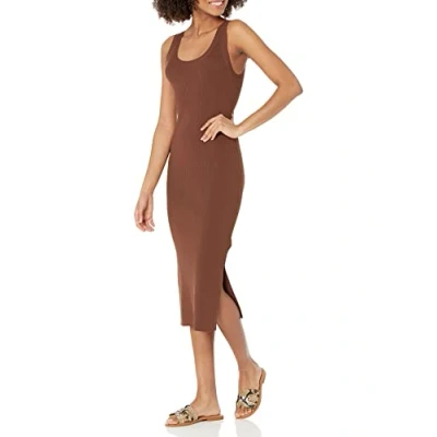 Image of The Drop Women&#039;s Yasmin Rib Midi Sweater Tank Dress, Chocolate, S