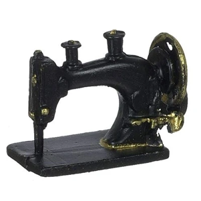 Image of Melody Jane Dolls House Miniature 1:12 Scale Accessory Black Old Fashioned Sewing Machine