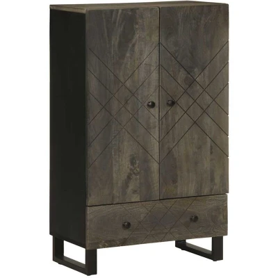 Image of vidaXL Highboard Black 60x33x100 cm Solid Wood Mango