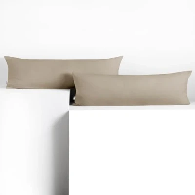Image of DecoKing 2 cushion covers 40 x 145 cm jersey cotton zip cappuccino amber