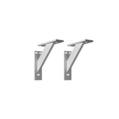 Image of Alusfera WSP_3_ELE_120_ALU Metal Aluminium Decorative Shelf 3 Angle Support Wall Heavy Duty Bracket 2 Piece System for Shelves, 120 MM