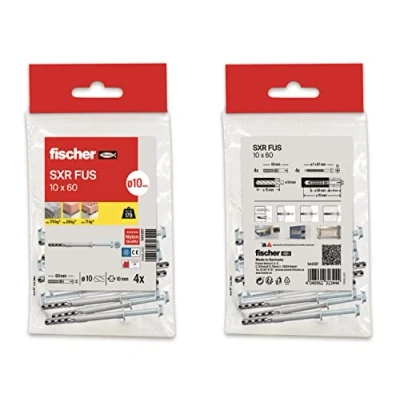 Image of fischer SXR 10 x 100 Long Nylon dowels and Screws, Concrete Wall, Bag of 16