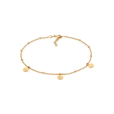 Image of Elli Anklet Ladies Satellite Chain Platelets Hammered in 925 Sterling Silver Gold Plated