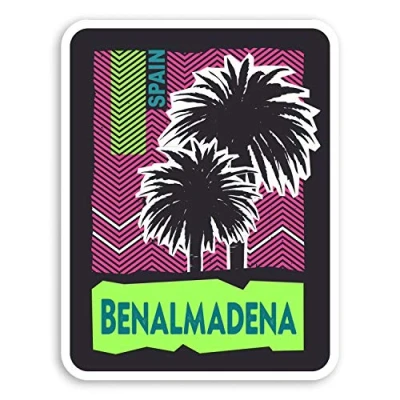 Image of 2 x 10cm Benalmadena Spain Vinyl Stickers Travel Holiday Sticker Luggage #20532 (10cm Tall)